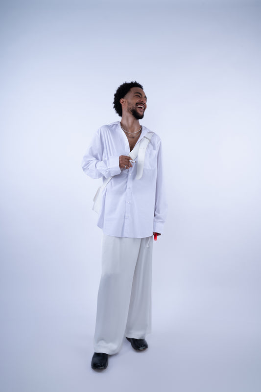 asymmetrical rabat pants white