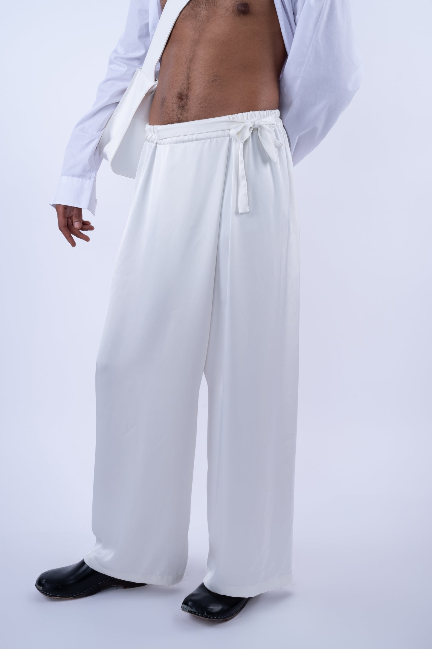 asymmetrical rabat pants white