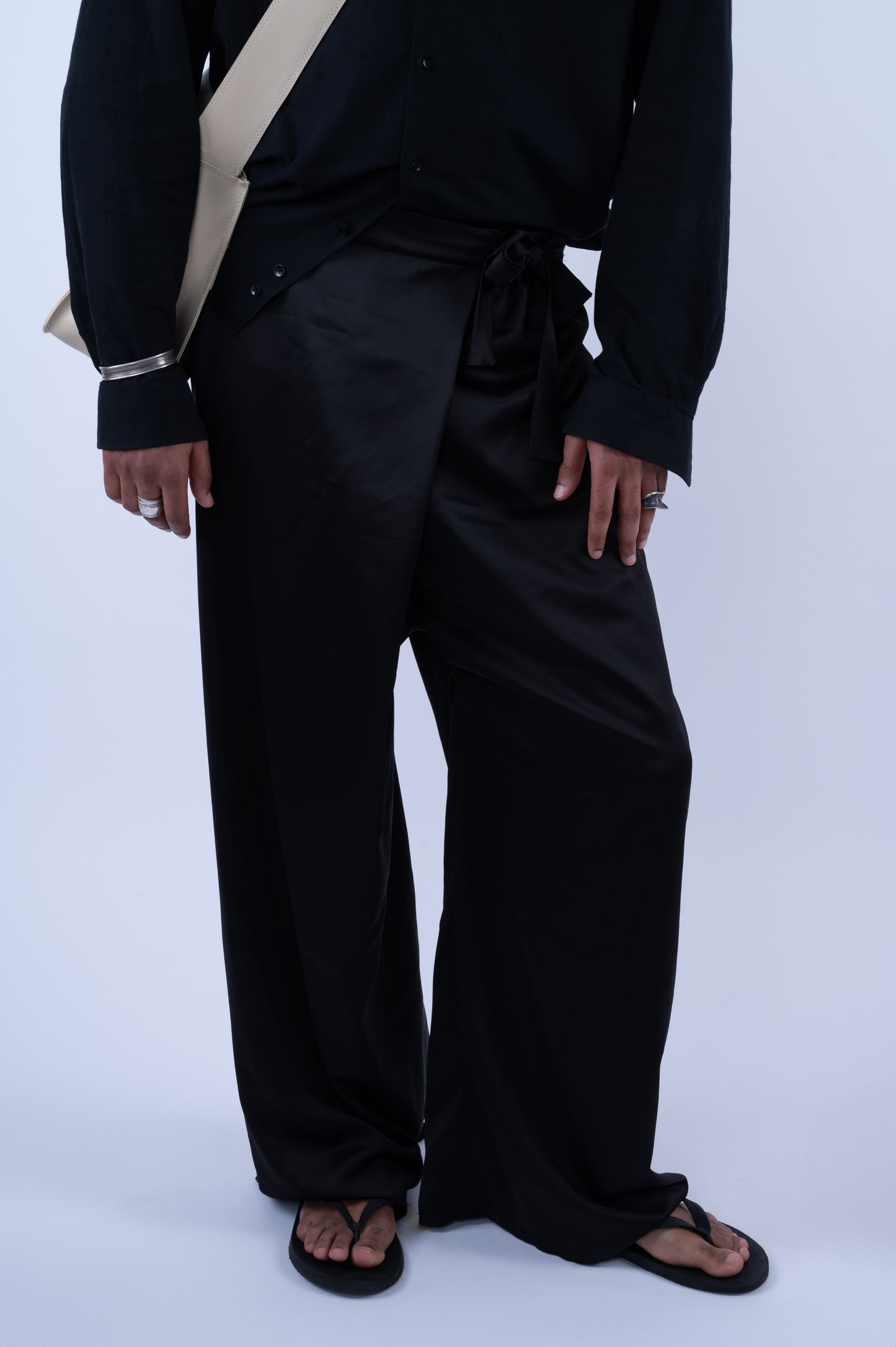 asymmetrical rabat pants black